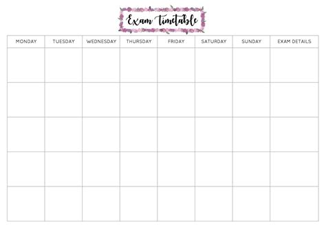 Exam timetable .